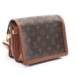 Louis Vuitton Canvas Leather Brown Bag Reverse Monogram Beige Dauphine Shoulder